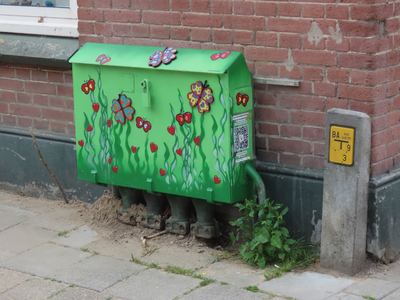 912937 Afbeelding van een in 2024 door 'SillystreetheartS' beschilderd elektriciteitskastje aan de gevel van het pand ...